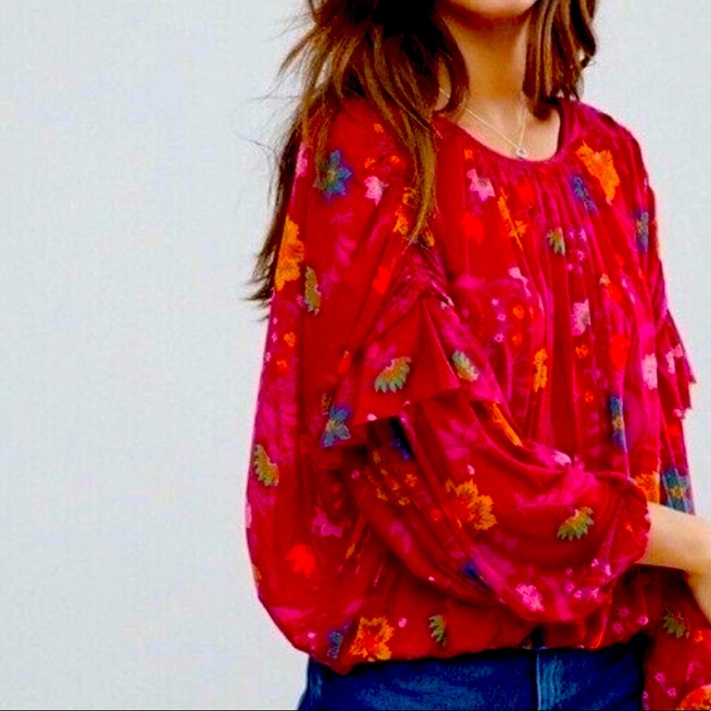 Free People Floral Wildflower Honey Top
